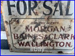Vintage Enamel Sign Double Sided Estate Agents Collectible 63cm X44cm