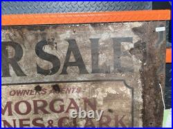 Vintage Enamel Sign Double Sided Estate Agents Collectible 63cm X44cm