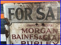 Vintage Enamel Sign Double Sided Estate Agents Collectible 63cm X44cm