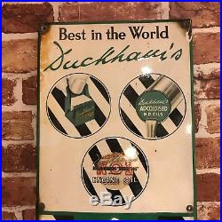 Vintage Enamel Sign Duckhams Adcoids Thermometer #2983