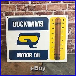 Vintage Enamel Sign Duckhams Thermometer Garage Sign #2821