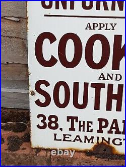 Vintage Enamel Sign Estate Agents'To Be Let' Cookes & Southorn Leamington