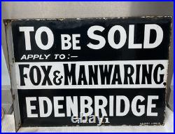 Vintage Enamel Sign. FOX & MANWARING EDENBRIDGE Estate Agent Double Sided