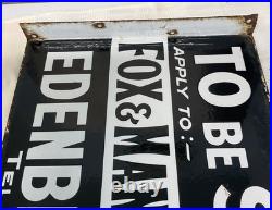 Vintage Enamel Sign. FOX & MANWARING EDENBRIDGE Estate Agent Double Sided
