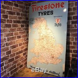 Vintage Enamel Sign Firestone Enamel Sign England & Wales- Automobilia #3533