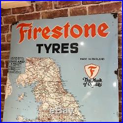 Vintage Enamel Sign Firestone Map #2267