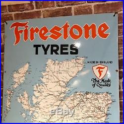 Vintage Enamel Sign Firestone Map #2269 Sn18