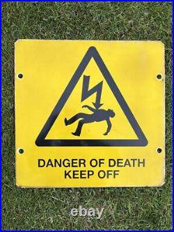 Vintage Enamel Sign Flat Danger of Death Keep off 45cm x 45cm (361)