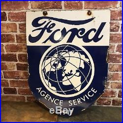Vintage Enamel Sign Ford Agency 1947 Vintage Automobilia Sign #1825