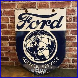 Vintage Enamel Sign Ford Agency 1947 Vintage Automobilia Sign #1825