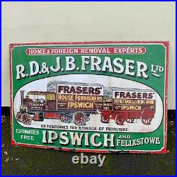 Vintage Enamel Sign Frasers House Furnishers Enamel Sign #4854 Sn 166