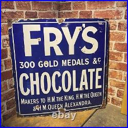Vintage Enamel Sign Fry's Chocolate 300 Gold Medals Advertising #5055