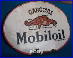 Vintage Enamel Sign Gargoyle Mobiloil Double Sided