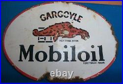 Vintage Enamel Sign Gargoyle Mobiloil Double Sided