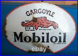 Vintage Enamel Sign Gargoyle Mobiloil Double Sided