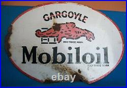 Vintage Enamel Sign Gargoyle Mobiloil Double Sided
