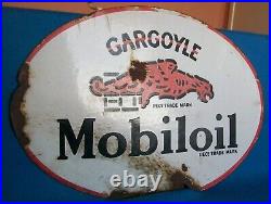Vintage Enamel Sign Gargoyle Mobiloil Double Sided