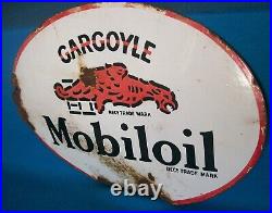 Vintage Enamel Sign Gargoyle Mobiloil Double Sided