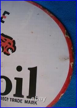 Vintage Enamel Sign Gargoyle Mobiloil Double Sided
