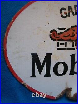 Vintage Enamel Sign Gargoyle Mobiloil Double Sided