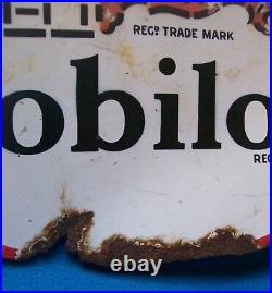 Vintage Enamel Sign Gargoyle Mobiloil Double Sided
