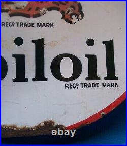 Vintage Enamel Sign Gargoyle Mobiloil Double Sided