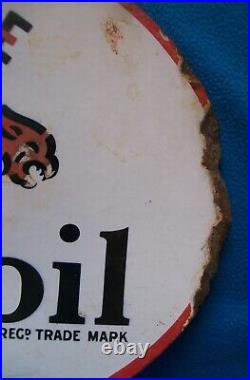 Vintage Enamel Sign Gargoyle Mobiloil Double Sided