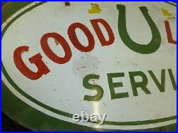 Vintage Enamel Sign Good Luck Service 19.75 by 12 inches