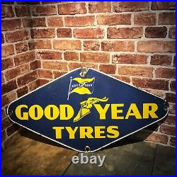 Vintage Enamel Sign Goodyear Tyres Enamel Sign Automobilia #3662