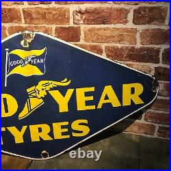 Vintage Enamel Sign Goodyear Tyres Enamel Sign Automobilia #3662