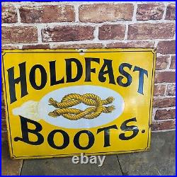 Vintage Enamel Sign Holdfast Boots Advertising #4699