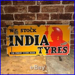 Vintage Enamel Sign India Tyres Sign Automobilia #2398