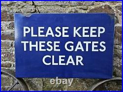 Vintage Enamel Sign LNER'Please Keep Gates Clear' Advertising Sign Railway