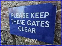 Vintage Enamel Sign LNER'Please Keep Gates Clear' Advertising Sign Railway