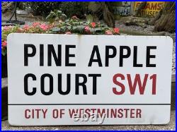 Vintage Enamel Sign-London, City Of Westminster-Street Sign-Pine Apple Court SW1