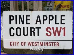 Vintage Enamel Sign-London, City Of Westminster-Street Sign-Pine Apple Court SW1