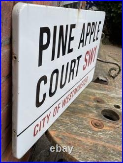 Vintage Enamel Sign-London, City Of Westminster-Street Sign-Pine Apple Court SW1