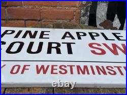 Vintage Enamel Sign-London, City Of Westminster-Street Sign-Pine Apple Court SW1