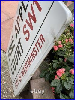 Vintage Enamel Sign-London, City Of Westminster-Street Sign-Pine Apple Court SW1