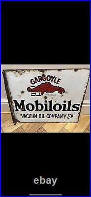 Vintage Enamel Sign Mobil Oil Double Sided Enamel Sign