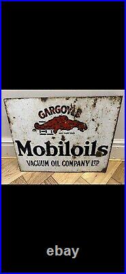 Vintage Enamel Sign Mobil Oil Double Sided Enamel Sign