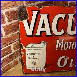 Vintage Enamel Sign Mobiloil Vacuum # 3916