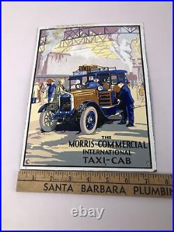 Vintage Enamel Sign Morris-Commercial International Taxi Cab