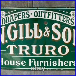 Vintage Enamel Sign N. GILL & SON TRURO Drapers Outfitters Edwardian Store