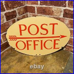 Vintage Enamel Sign Post Office Advertising #4376