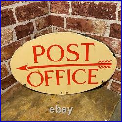 Vintage Enamel Sign Post Office Advertising #4376