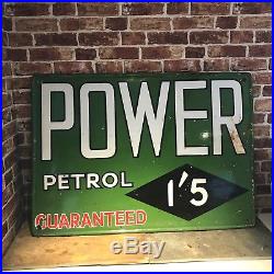 Vintage Enamel Sign Power Petrol #2297