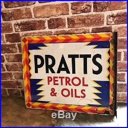 Vintage Enamel Sign Pratts Double Sided Sign Garage Sign #1749