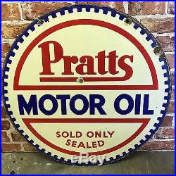 Vintage Enamel Sign Pratts Motor Oil Sign 1930 Automobilia #1694