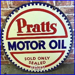 Vintage Enamel Sign Pratts Motor Oil Sign 1930 Automobilia #1694